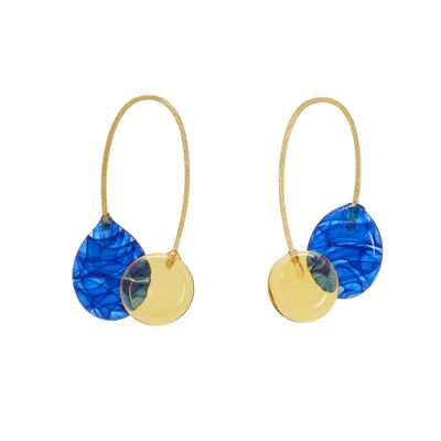 Orange and blue Murano glass hoop earrings by Chama Navarro